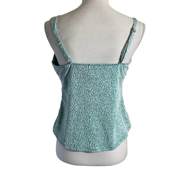 Time and Tru Bathing Suit Top Size Large Teal and White Swim Beach Summer - Picture 3 of 6